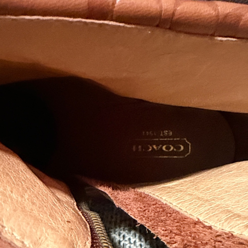 Coach Women's camel brown Leather Fold-Over Ankle Boots - Picture 7 of 10
